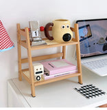 Double Layer Wooden Desktop Display Storage Rack Kitchen Cabinet Holders Spice Racks Storage Shelf for Kitchen Desktop Organizer