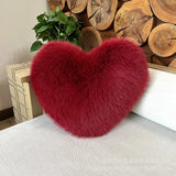 Fox Fur Imitation Heart-Shaped Cushion Plush Sofa Pillow Available for Living Rooms and Bedrooms