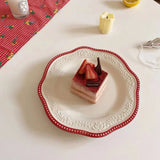 8.5in Flower Embossing Fruits Dessert Plate Ceramic Bread Candy Snacks Dishes Home Party Salad Steak Plates Chic Decor Tableware