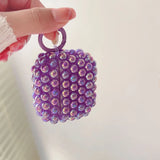 Luxury DIY Shiny Laser Purple Pink White Pearl Soft Earphone Case for Apple AirPods 4 3 2 Cover With Keychain for AirPods Pro 2
