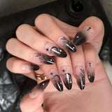24pcs Press on Nails Summer Day Fruit Design Full Cover Nail Tips Long Almond False Nail Art Wearable Colorful Fake Nails Sets