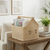 1pc Nordic Handmade Woven Decorative Basket, House-Shaped Storage Basket, Desktop Hand-Carry Organizer, Suitable for Living Room