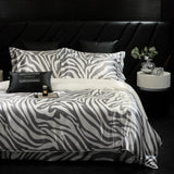 4pcs printed luxury high-end silk bedding set soft satin single double duvet cover pillowcase flat sheet or fitted sheet set