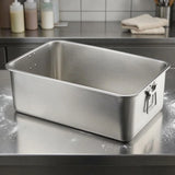Stainless Steel Tray Side Handles Rectangular Serving Tray Stainless Steel Hotel Pan Seamless Home Container Stackable