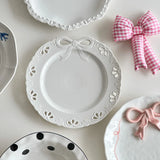 Cream Wind Plate Collection Embossed Lace Dessert Plate Italian Noodle Plate Salad Plate Cute and Beautiful Home Use