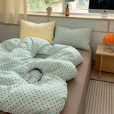 Ins Nordic Bedding Set Simple Style Polka Dot Duvet Cover Set Soft Flat Sheet Single Twin Size Double Bed Sheet Set For Bedroom