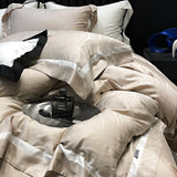 Luxury Satin Jacquard Bedding Set 1000TC Lyocell Cotton Soft Silky Duvet Cover Set Bed Sheet/Fitted Sheet Pillowcases 4Pcs