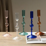 Retro Glass Candle Holder Wedding Supplies Candlelight Dinner Candlestick Props Ornament High Footed Candlestick Home Decoration