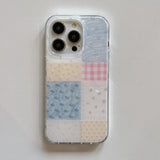 Double-Sided Plaid Floral Suitable for Apple for Iphone16Promax Case/For Iphone15Promax Case/14Pro Case/13 Iphonecase/Fashion Women's Mobile Phone Case/Simple Mobile Phone Case