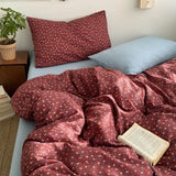 New literary and retro floral super soft wrinkled yarn printing four-piece set, three-piece set for student dormitory