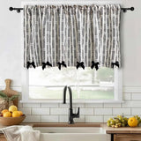 British Cotton Linen Cloth Striped Bow Short Curtains for Cafe, Office Small Window, Kitchen, Featured Home Decor