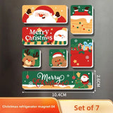 Festive Christmas Fridge Magnets Cartoon Santa Snowman Reindeer Magnets Refrigerator Decor Holiday Home Decorations