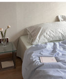 Star Blue Ice een Cotton Striped Bedding Set with Pillowcases Duvet Cover And eet Simple Tied Design for Teen Girls