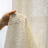 Elegant Beige Flower Jacquard Gauze Curtains Transparent Curtains Suitable for Bedrooms and Living Rooms
