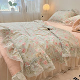 Summer Quilt  New  Cotton Korean Ins Lace Fragmented Series  Air Condition Quilt High Quality Summer Blanket set