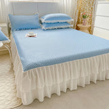 2/3pcs Summer Cooling Princess Bed Skirt Set Class A Mattress Cover Single Soft Mat Room Decor Bedspread Ice Silk Bean Cool Mat