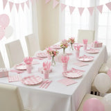 Cute Pink Checkered Party Supplies Napkin Food Grade Tableware Set DIY Thicken Disposable Tableware for 25 Guests