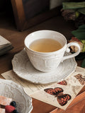Retro Ceramic Dining Plates, Off White Bowls, Handmade Relief Printing, Household Trays, Tableware Set, Kitchen Uten