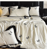 White Butterfly Quilts Air Conditioning Blanket Summer Quilt Silky High Quality Skin-Friendly Bedding with Embroidery 200*230cm