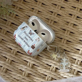 Sky Blue Stripe English Pattern Butterfly Penguin Silicone Shockproof Protection Case for AirPods 1 or 2 3 4 Pro 2 Soft Cover