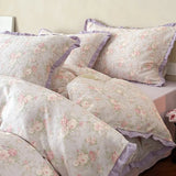 Korean Princess Floral Ruffles 100% Cotton Double Layer Yarn Soft Bedding Set Single Queen King Duvet Cover Bed Sheet Pillowcase