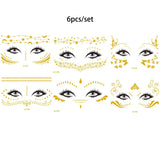 Glitter Stickers Face Tattoo Flash Gold Temporary Metalic Tattoos Waterproof Makeup Decals for Girls Party Music Festival