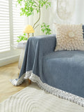 Herringbone Chenille Solid Sofa Towel Thickened Fur Ball Edge Sofa Cover for Four Seasons Cozy Skin-Friendly Blanket for Office