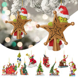 1PC Christmas Decoration How The Stole Christmas With Present Christmas Tree Hanging Ornament New Year 2024 Christmas Decoration