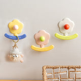 Dopamine Flower Wall Hanging Hooks Home Entrance Key Storage Stick-On Hooks Korean Style Living Room Decor ABS Material
