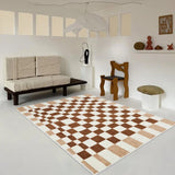 Plaid Living Room Carpet Checkerboard Abstract Lineart Bedroom Rug Home Decor Large Area Carpets Beige Fluffy Eco-Friendly Mats