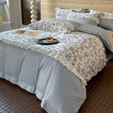 4Pcs French Princess Style 160 Counts Long Stella Cotton 100% Cotton Edge Bedding Duvet Cover 200x230 220x230 Four Seasons