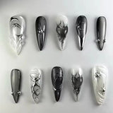 24pcs Almond False Nail Art French Fake Nails Tips Press on Nails Sets Reusable Manicure Stick on Nail Tip Datachable Fake Nail