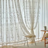 French Vintage Embroidered Lace White Sheer Curtain,high-end privacy Sheer Voile For Princess Bedroom Living Room,Home Drapes