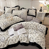 French New Class A Bed Set Four-piece Set Comforter Washed Cotton Four-season Skin Friendly Quilt Cover Three-piece Bedding Set