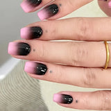24pcs Blue Mid-length Square Fake Nails Finished Glitter Sequin French False Nail Set Wearable Rhinestones Design Press on Nails