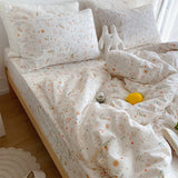 Fre Floral Pure Cotton Four-Piece Bedding Set White Clean Single Bed Canopy Sle Comforter eet Pillowcase Duvet Cover