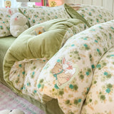 New high-weight, fresh and light milk fleece printed quilt cover Thickened warm Duvet cover