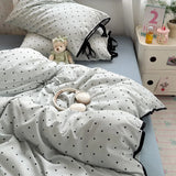Ins Nordic Bedding Set Simple Style Polka Dot Duvet Cover Set Soft Flat Sheet Single Twin Size Double Bed Sheet Set For Bedroom