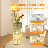Modern Rattan Floor Lamp Dimmable Standing Floor Lamp Flower LED Night Light for Living Family Bedroom Deco