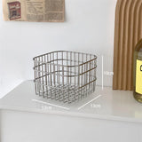 Ins Sliver Square Stainless Small Storage Basket Kitchen Bathroom Accessories Home Decorative Desk Makeup Organizer Box