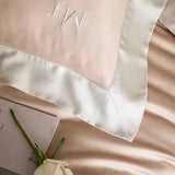 Color Blocking Bedding Set 600TC Lyocell Bamboo Fiber Soft Silky Cool Feeling Duvet Cover Flat/Fitted Bed Sheet Pillowcases 4Pcs