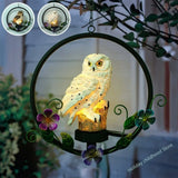 Ikeehome  Solar LED Owl Hanging Waterproof Outdoor Garden Resin Pendant Light Waterproof Yards Patios Decoration Lighting