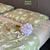 Soft Cartoon Sle Knitted Cotton Duvet Cover Pure Cotton  Fabric Small Animal Pattern Bedding Accories