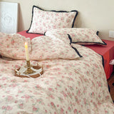 Korean Princess Floral Ruffles 100% Cotton Double Layer Yarn Soft Bedding Set Single Queen King Duvet Cover Bed Sheet Pillowcase