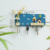 Four Seasons Style Wall Hanging Storage Holder Wooden Wall Mounted Storage Rack with 6 Hooks Simple Storage Organizer Home Decor