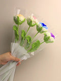Handmade Crocheted Rose Flower Bouquet Artificial Flowers Wool Flower Finished Product Valentine's Day Teacher's Day Gift