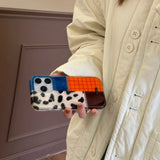 Retro Four-color Grid Cow Pattern Stitching Wireless Charge Magnetic Case for iPhone 14 16 15 16pro 17 Pro Max For MagSafe Cover