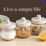 Seasoning Container with Spoon Glass Spice Containers Multifunctional Storage Glass Jar Essential Kitchen Accessories