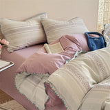 100% Cotton Floral Bedding Set Single Queen King Size Washed Cotton Soft Duvet Cover Bed Sheet/Fitted Sheet Pillowcases 3/4Pcs