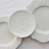 Lily of The Valley Ceramic Plate American Embossed Cake Dessert Dish European Modern Flower Relief Lace Dinner Plates Tableware